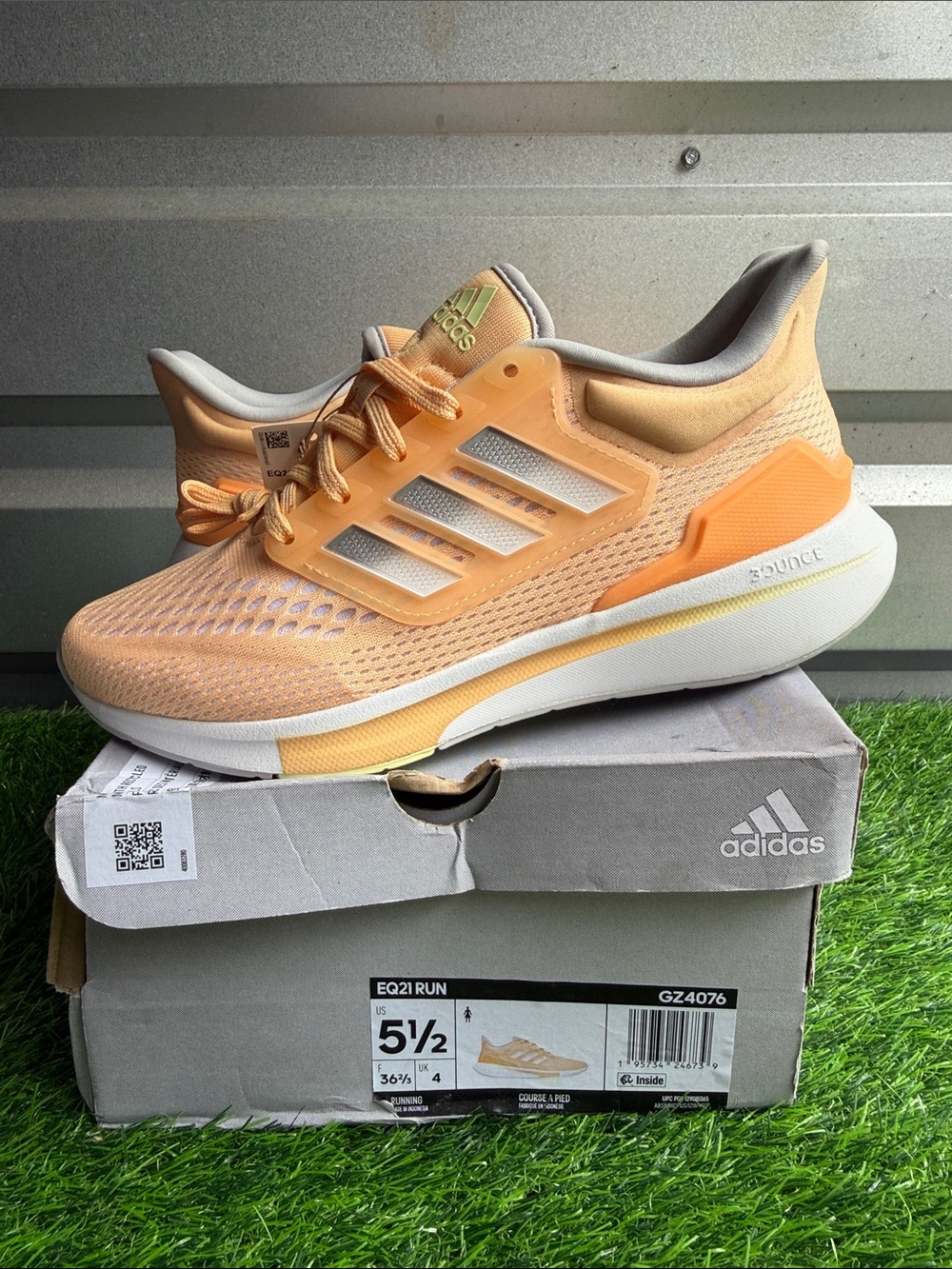adidas Women's Peach/Light Orange EQ21 Run Athletic Sneakers